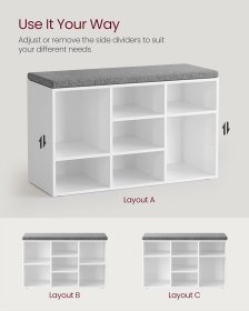 Lavice Maki 30x79x48, bílá a šedá, detail