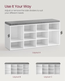 Lavice Maki 30x104x48, bílá a šedá, detail