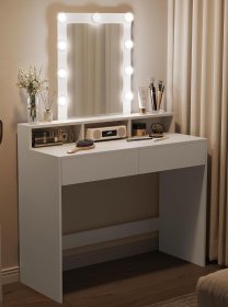 Toaletní stolek Elin 100x40x145, bílý, interiér