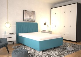 Jednolůžko Lilibet v rozměru 140x200 cm, v potahu Trinity 13 Azur, interiér