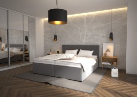 Dvoulůžko Kessy v rozměru 180x200 cm, v potahu Tiffany 16 grey, interiér