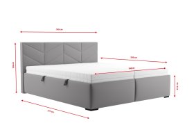 Dvoulůžko Kessy v rozměru 180x200 cm, v potahu Tiffany 16 grey, rozměry