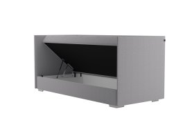 Válenda Riga v rozměru 90x200 cm, v potahu Crown 17 Grey, varianta tří čel, úložný prostor