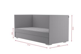 Válenda Riga v rozměru 90x200 cm, v potahu Crown 17 Grey, varianta tří čel, rozměry