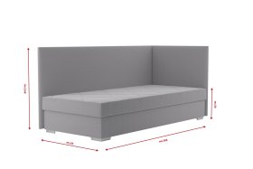 Válenda Riga v rozměru 90x200 cm, v potahu Crown 17 Grey, varianta do pravého rohu, rozměry