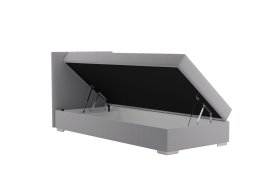 Válenda Riga v rozměru 90x200 cm, v potahu Crown 17 Grey, hlavové čelo, úložný prostor