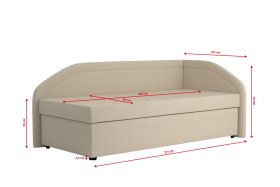 Válenda Rodrigo do pravého rohu v rozměru 90x200 cm, v potahu Savoy 22 Beige, rozměry