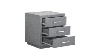 Noční stolek 12, v látce Aston 17, ukázka otevřených zásuvek