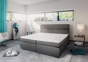 Boxspring Inca v rozměru 180x200 cm, v potahu Prima 15 Anthracit, s topperem, interiér