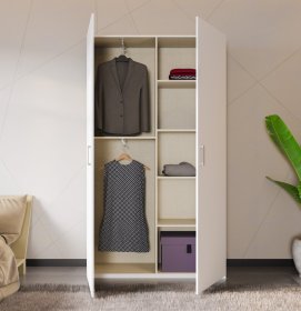 Šatní skříň Nook 120x211x42 cm, bílá, otevřená