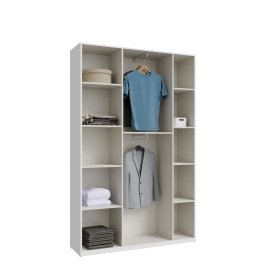 Šatní skříň Nook 134x211x42 cm, bílá, vnitřní řešení