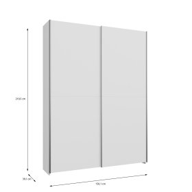 Šatní skříň Nook s posuvnými dveřmi 151x210x40 cm, bílá, vnější rozměry
