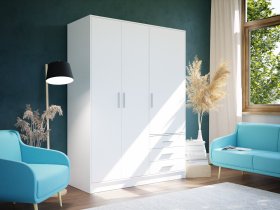 Šatní skříň Jupiter se šuplíky 145x200x60 cm, bílá