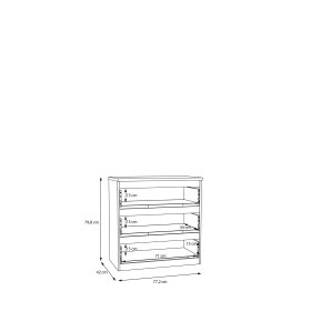 Komoda Edmore se šuplíky 73x80x43 cm, bílá, vnitřní rozměry