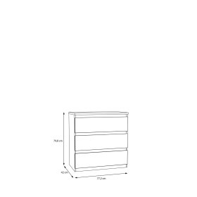 Komoda Edmore se šuplíky 73x80x43 cm, bílá, vnější rozměry