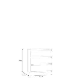 Komoda Edmore se šuplíky 73x80x43 cm, dub sonoma, vnější rozměry