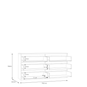 Komoda Edmore se šuplíky 154x80x43 cm, bílá, vnitřní rozměry