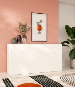 Komoda Edmore se šuplíky 154x80x43 cm, bílá