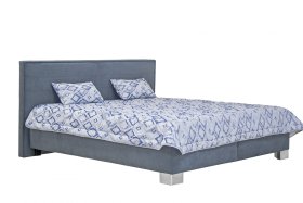 Dvoulůžko Oliver v rozměru 160x200 cm, v potahu Enjoy 22 Anthra s dekortativním přehozem a polštáři v látce Laber 2
