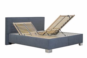 Dvoulůžko Oliver v rozměru 160x200 cm, v potahu Enjoy 22 Anthra, ukázka polohování hlavy a přístup do úložného prostoru