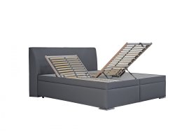 Dvoulůžko Hellen v rozměru 180x200 cm, v potahu Loft Grey, ukázka polohování roštu 