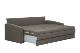 Rozkládací pohovka Vision v potahu Arte 3 Sand rozložená do maximální polohy 160x200 cm (velikost lehací plochy dvoulůžka)