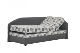 Válenda Turi v rozměru 90x200 cm, v potahu Milano 9000 a Kirsten 8057-11, ukázka polohování hlavy a nohou, pravý roh