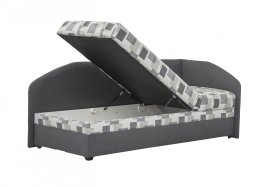 Válenda Turi v rozměru 90x200 cm, v potahu Milano 9000 a Kirsten 8057-11, ukázka úložného prostoru, pravý roh