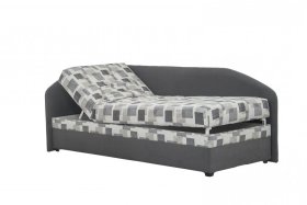 Válenda Turi v rozměru 90x200 cm, v potahu Milano 9000 a Kirsten 8057-11, ukázka polohování hlavy a nohou, levý roh