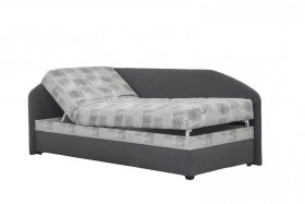 Válenda Turi v rozměru 90x200 cm, v potahu Milano 9000 a Kirsten 8057-2, levý roh, ukázka polohování hlavy a nohou 