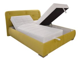 Dvoulůžko Ponza v látce Amore 28 apple, ukázka úložného prostoru a polohování hlavy