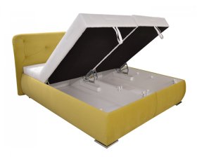 Dvoulůžko Ponza v látce Amore 28 apple, ukázka úložného prostoru