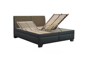 Dvoulůžko Quarto v rozměru 180x200 cm, v potahu Loft Black a Nero Beige, ukázka polohování roštu 