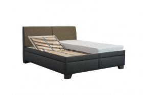 Dvoulůžko Quarto v rozměru 180x200 cm, v potahu Loft Black a Nero Beige, ukázka polohování roštu 