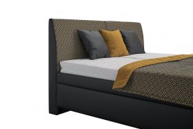 Dvoulůžko Quarto v rozměru 180x200 cm, v potahu Loft Black a Nero Beige, detail čela 