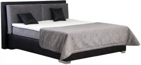 Boxspring Emilia v rozměru 180x200 cm, v potahu Stratos 9303 a Meandor 9852, s topperem, s přehozem a polštářky 