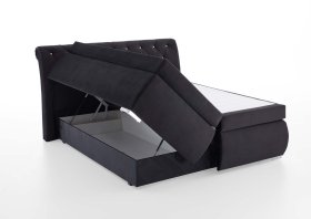 Boxspring Cheryl v rozměru 180x200 cm, v potahu Derby 9025 Black, ukázka úložného prostoru