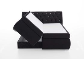 Boxspring Cheryl v rozměru 180x200 cm, v potahu Derby 9025 Black, ukázka úložného prostoru