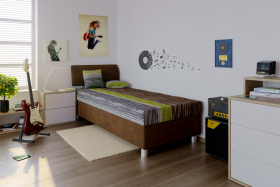 Jednolůžko Craness v rozměru 90x200 v látce Ciser 05 / Molisoft 45