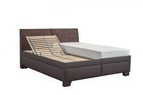 Dvoulůžko Quarto v rozměru 180x200 cm, v potahu Loft Brown a Aston 4, ukázka polohování roštu 