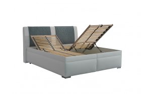 Dvoulůžko Zina v rozměru 180x200 cm, v potahu Loft 1 a Gusto 72, ukázka polohování roštu 