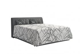 Dvoulůžko Merkur v rozměru 180x200 cm, v potahu Amore 32, s přehozem a polštářky v potahu Larisa Duo 1a