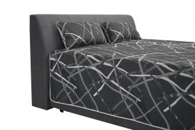 Dvoulůžko Merkur v rozměru 180x200 cm, v potahu Amore 32, s přehozem a polštářky v potahu Larisa Duo 1a