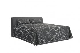 Dvoulůžko Merkur v rozměru 180x200 cm, v potahu Amore 32, s přehozem a polštářky v potahu Larisa Duo 1a