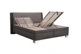 Dvoulůžko Juve v rozměru 180x200 cm, v potahu Loft Grey a Prima 13 Grey, ukázka polohování roštu 