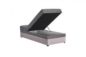 Válenda Evelína v rozměru 90x200 cm, v potahu Malmö New 8 a Knitter 305, ukázka úložného prostoru