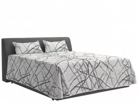 Dvoulůžko Merkur v rozměru 180x200 cm, v potahu Amore 32, s přehozem a polštářky v potahu Larisa Duo 1a