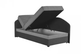 Válenda Turi v rozměru 90x200 cm, v potahu Antony 74-88 a Arte 23, ukázka polohování hlavy a úložného prostoru, levý roh