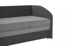 Válenda Turi v rozměru 90x200 cm, v potahu Antony 74-88 a Arte 23, detail čela, pravý roh