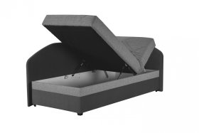 Válenda Turi v rozměru 90x200 cm, v potahu Antony 74-88 a Arte 23, ukázka polohování hlavy a úložného prostoru, pravý roh